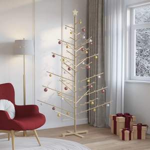 Árbol de Navidad de Madera de Pino Sólido de 82.68 Pulgadas, Árbol de Navidad de Madera Natural - Product Image 4