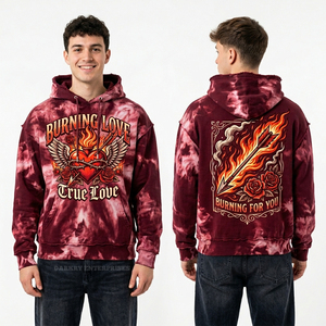 Sudadera con Capucha Morada Lila Personalizada para Hombre, Corte Ajustado, Estilo Urbano, Gráfico de Ángel, Lavado Vintage, Manga con Pedrería, Fabricante de Ropa - Product Image 3