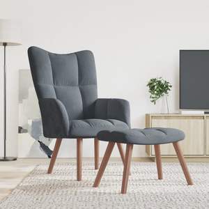 Sillón Gris Oscuro para Sala de Estar con Taburete, Opción de Asiento Relajante - Product Image 1