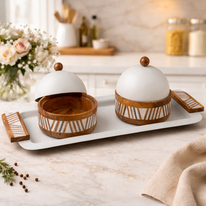 Juego de recipientes de madera para especias, juego de bandejas de madera para especias con frascos, juego de recipientes para condimentos, juego de azucarera. - Product Image 5