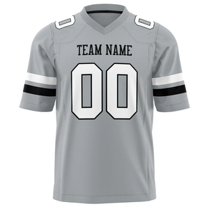 Maillot de football américain gris pour homme, col en V, manches courtes, impression sublimée, maille respirante, nom et numéro de l'équipe 00, personnalisable - Product Image 6