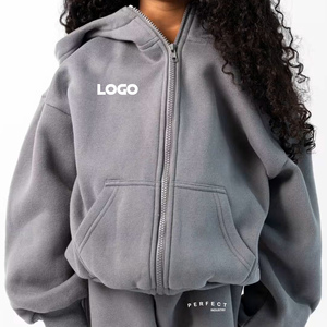 Sudadera con capucha y cremallera PERFECT INDUSTRY para niñas, 100% algodón, gruesa, de invierno, estilo oversize, informal, unisex, para niños, sudaderas personalizadas. - Product Image 1