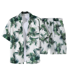 Conjunto de Camisa y Pantalones Cortos de Playa Casuales y Transpirables con Estampado Hawaiano de Dos Piezas a la Moda para Hombre, Personalizable - Product Image 1