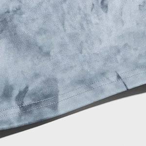 Pantalones cortos tie-dye de corte relajado para hombre, tela gris transpirable con cintura ajustable con cordón - Product Image 4