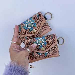 Porte-monnaie en cuir occidental sculpté à la main, best-seller, élégant, multi-usages, petite taille, pour femmes - Product Image 1