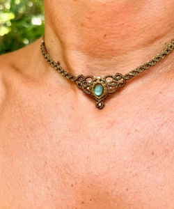 Collar Minimalista de Macramé con Jade, Collar Tejido Pequeño, Joyería Clásica Budista con Cadenas de Bolas de Bambú - Product Image 2