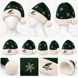 HAMILO SPORTS Chapeau de Père Noël classique rouge uni pour homme adulte avec bordure en fourrure blanche et pompon 100% polyester pour la plage - Product Image 1