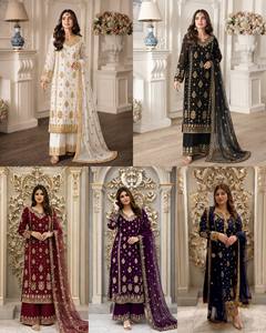 Nouvelle collection : Kurti élégant 3 pièces avec Plazzo et Dupatta en Faux Georgette lourd, séchage rapide, idéal pour les fêtes, magnifique travail. - Product Image 6