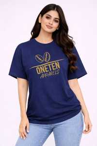 เสื้อยืดคอกลมแขนสั้นสีกรมท่าสำหรับผู้หญิง พิมพ์ลายเมล็ดกาแฟ เสื้อยืดลำลองสำหรับฤดูร้อน - Product Image 5