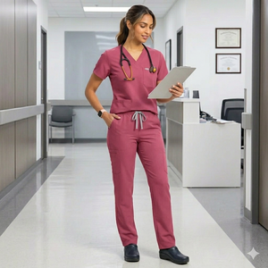 Ensemble de blouses d'infirmière brodées personnalisées en gros, uniformes chirurgicaux et médicaux pour hôpitaux - Product Image 3