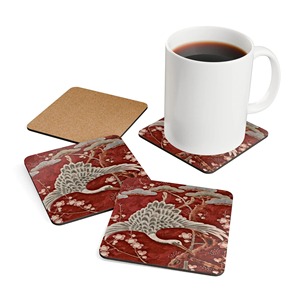 REHMAN CRAFT Handmade Red Modern Design Square Shape 9cm Diameter 4mm Thick MDF <b>Drink</b> <b>Coasters</b> with Cork Backing - Product Image 4