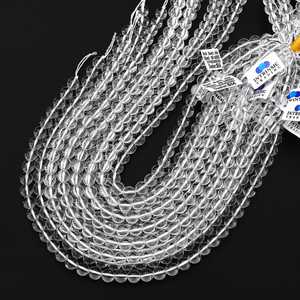 Perles de cristal de roche naturel, pierres précieuses, 15,5 pouces, brin de perles blanches, certifiées IGI, fabrication de bijoux, vente en gros, ZUBEDA GEMS - Product Image 6