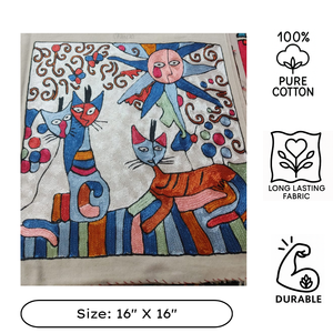 Handmade Kashmiri Embroidered Boho Home Square Cushion Cover Zip Closure Eco-Friendly Cotton Linen Durable - Product Image 3