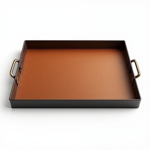 Plateau de service en cuir artisanal conçu pour la décoration intérieure de luxe et la présentation hôtelière avec un savoir-faire unique - Product Image 2