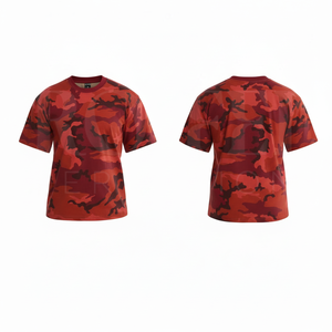 Camiseta de Manga Corta con Camuflaje, Cuello Redondo, para Trabajo al Aire Libre, con Bolsillo en la Manga, de Algodón, Corte Holgado, Transpirable, para Verano - Product Image 3