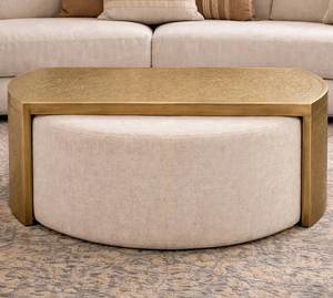 Antique Brass <b>Coffee</b> <b>Table</b> with Modern Rectangle Style Heavy Metal Top Luxury Handcrafted Living Room Furniture for Home Dining - Product Image 3