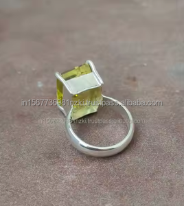 Handcrafted 925 Sterling Silver Boho Statement Ring <b>Hoe</b> Selling Gemstone Glass Stone Wedding Ring Bohemian Gift for Her - Product Image 2