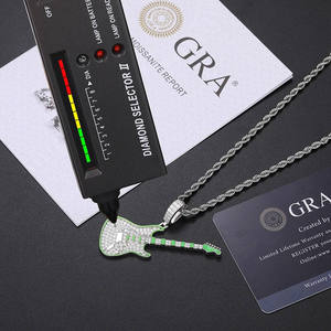 Glow In Dark Guitar Pendant High Quality Guitar Shape Pendant Diamond Alternative Hip Hop Moissanite Jewelry - Product Image 3