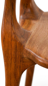 Chaise de salon moderne en bois massif, dossier solide, couleur brun chaud, mobilier de loisirs - Product Image 3