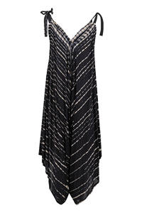 Mono de algodón sin mangas para mujer, con rayas, cuello en V, ajuste holgado, dobladillo asimétrico, ropa informal de playa - Product Image 3