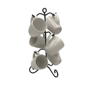 Soporte para tazas de hierro de primera calidad, estante de metal negro para encimera con 6 ganchos, organizador de almacenamiento de tazas para accesorios de cocina - Product Image 1