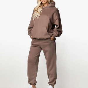 New Hot Sale Wholesale <b>Women's</b> Casual Hoodie and Wide Leg Sweatpants Solid Color <b>Women</b> <b>Sweatsuit</b> Tracksuit Set - Product Image 3