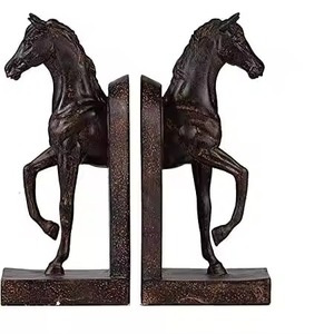 Silver Finish Metal Horse Head Bookends 2Pcs Contemporary Sculptural Design Decorative <b>Book</b> Ends For Office Use - Product Image 4