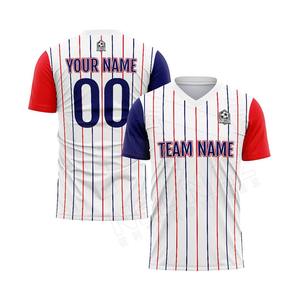 เสื้อฟุตบอลสั่งทำพิเศษสำหรับชุดฝึกซ้อมพิมพ์ลายแบบระบายอากาศด้วยความร้อน 100% โพลีเอสเตอร์ คอวี ขายส่งเสื้อผ้าฟุตบอล - Product Image 3