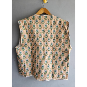 Chaleco acolchado de algodón para mujer, sin mangas, con estampado floral, estilo bohemio, con bolsillos, para verano, ideal para regalo. - Product Image 6