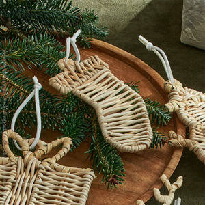 Artisan Handcrafted Rattan <b>Christmas</b> Decoration, Eco-Friendly Woven <b>Gift</b> <b>Box</b> Sculpture Hanging Pendant for Seasonal Party - Product Image 4