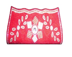 <b>Wedding</b> Ethnic Beaded Satin <b>Clutch</b> Handbag for Women Elegant Fashionable Customized Lowellcraft - Product Image 1