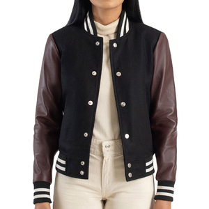 Women's Fashionable Custom Varsity Jacket with Stand Collar Wool Lining Cotton Filling-Eco-Friendly High School Baseball Jacket - Product Image 5