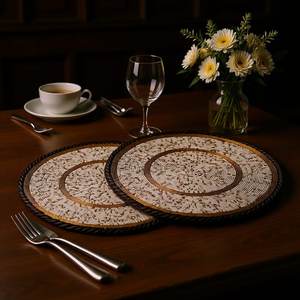 Handmade <b>Beaded</b> Table <b>Placemats</b> with Leather – African Dining Decor - Product Image 1