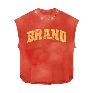 เสื้อยืดแขนกุดผู้หญิง ผ้าคอตตอนพรีเมียม 180GSM สีน้ำตาลพื้นพิมพ์ลายสีชมพูพ่นแบบแอร์บรัช สกรีนโลโก้ตามสั่ง เสื้อผ้าสตรีทแวร์ เสื้อผ้าฝ้ายผู้หญิง - Product Image 5