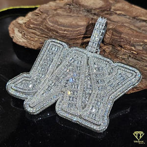 Collier pendentif de luxe « JAY » entièrement serti de diamants Moissanite, bijoux Hip Hop pour hommes et femmes - Product Image 1
