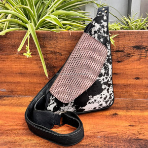 Bolso bandolera personalizable con pelo a mano para Unisex, bolso de pecho de un solo hombro de viaje Vintage de cuero genuino occidental - Product Image 3