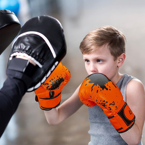 Gants de boxe OEM pour enfants et jeunes en cuir PU, motif éclaboussures d'encre, paume respirante en mousse de 5 cm, imperméables, pour l'entraînement, vente en gros, logo personnalisé - Product Image 5