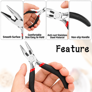 Long <b>Nose</b> Flat Jewelry Pliers Wire Cutter Multifunctional Stripping Crimping Tool ZetomedPro - Product Image 6