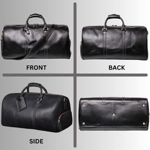 Sac de voyage vintage en cuir véritable, grande capacité, sac de week-end, sac de voyage unisexe, sac en cuir de vachette durable pour homme - Product Image 6