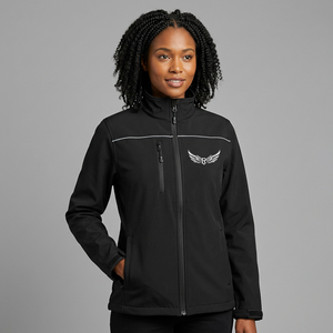 Veste en polaire noire pour homme avec logo aile, fermeture éclair sur le devant, coupe décontractée, coupe-vent, col montant, coupe régulière, pour l'automne - Product Image 5