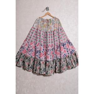 High Quality Customized Color Cotton Block Print <b>Patchwork</b> Wrap Design Eco-Friendly Breathable Casual Maxi <b>Skirt</b> Boho Handmade - Product Image 1