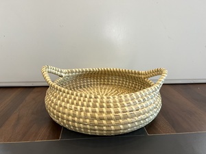 Cesta redonda vietnamita de mimbre con cuentas, tejida a mano, bandeja de servir de mimbre natural, organizador decorativo de almacenamiento - Product Image 6