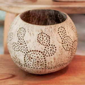 Lowest price coconut shell tea light candle <b>holders</b> dot hole <b>tealight</b> <b>holder</b> stands made in Vietnam - Product Image 1