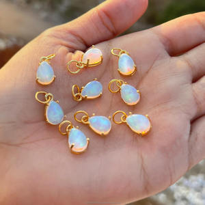 Synthétique éthiopien opale poire pendentif connecteur poire forme broche cadre pendentif connecteur pour la fabrication de colliers - Product Image 3