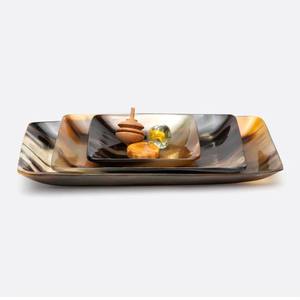 Juego de 3 bandejas de servir de cuerno natural hechas a mano, tamaños surtidos, vajilla de primera calidad, hechas en India, precios superiores - Product Image 1