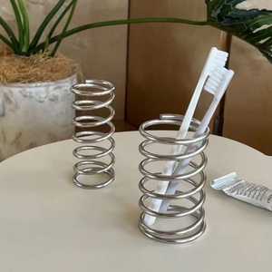 Creative Metal Coil <b>Toothbrush</b> <b>Holder</b> Industrial Style Bathroom Organizer With Unique Spring Design For <b>Toothbrushes</b> And - Product Image 1