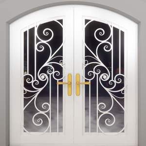 Puerta de Entrada Decorativa de Hierro Forjado y Acero con Vidrio Templado, Elegante Puerta Frontal de Seguridad Impermeable para Proyectos de Entrada - Product Image 6