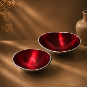 Juego de Tazones Decorativos Rojos de Lujo, Acabado Metálico Moderno, Centro de Mesa Elegante, Decoración Premium para el Hogar - Product Image 1