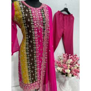 Conjunto de traje de fiesta para mujer de diseñador elegante Pent y Dupatta Top - Product Image 4