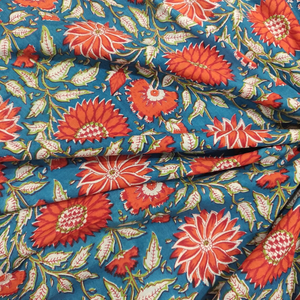 Tela de Algodón Estampada Floral a Mano sin Coser por Metro para Confección de Ropa, Manualidades y Decoración del Hogar - Product Image 4